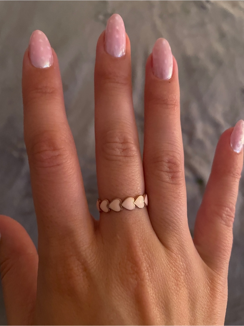 Pura Vida Gold Heart Chain Ring with Pink Enamel Hearts